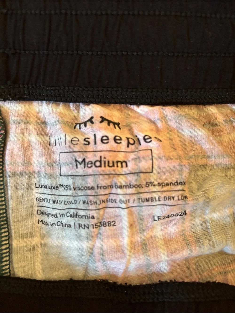 Little Sleepies Black Plaid Jogger Pajamas Size M